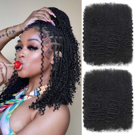 Afro Kinkys Bulk Human Hair for Dreadlock Extensions Repair Locs 14 inch Natural Black Color Twist Braiding Afro Kinky Human Hair for Locs 1 Pack 50 Gram