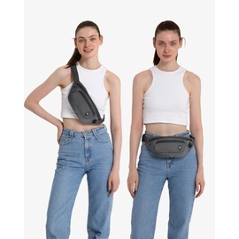 WATERFLY Bum Bag Sport Small: Sporty Unisex Waist Bag Stylish Lightweight Hipbag for Outdoor Travel Hiking Travel Men Women, gray, Sports