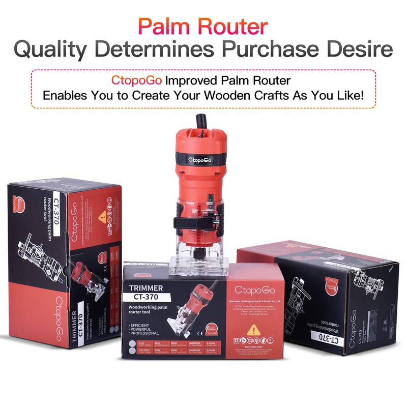 Compact Palm Router Tool, 800W Hand Wood Trimmer Router with