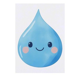 'Happy Raindrop' Temporary Tattoo - Water Resistant, Skin-Safe, Non-Toxic Transfer (TO00083789)