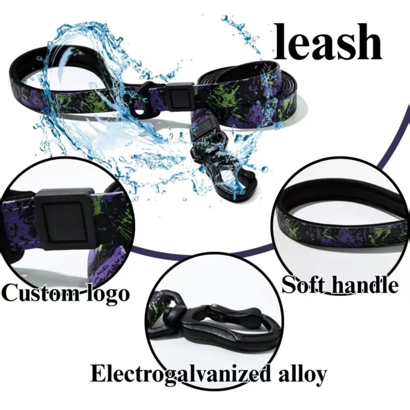 Waterproof Luxury Dog Collar and Leash Set, Heavy-Duty Luxury Pet
