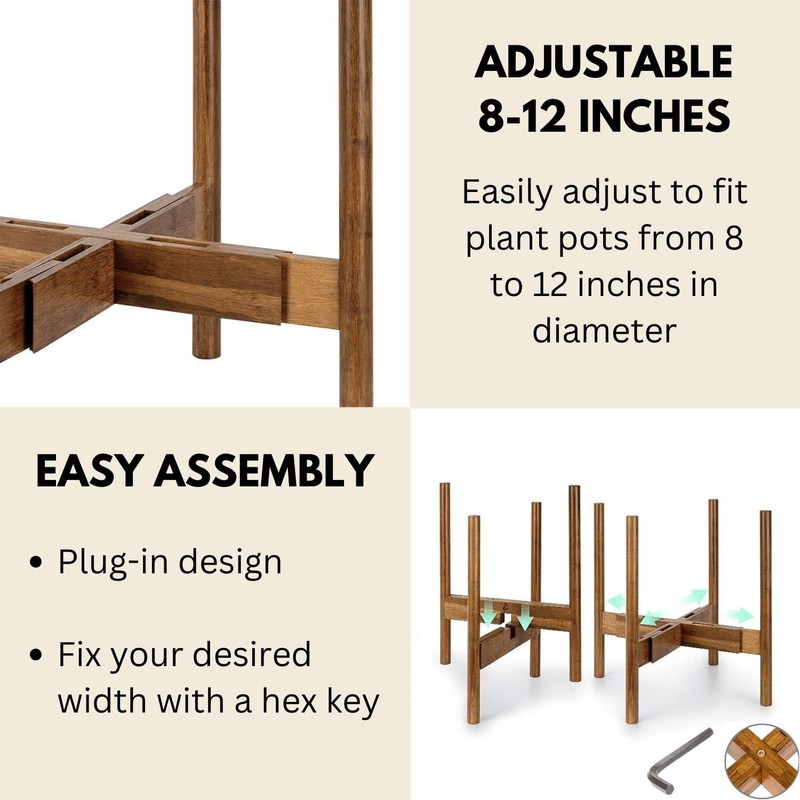 Fox & Fern Adjustable Plant Stand Indoor — 8 to