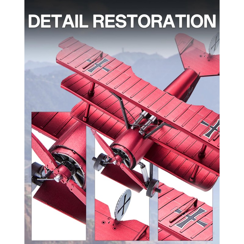 Piececool Metal Puzzle 3D Dr-1 Triplane Triplane Red Baron Aircraft