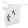 Ambesonne Flower Fabric Pouch Set of 2, Monochromatic Illustration of
