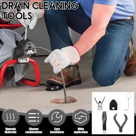 Drain Snake Drill Attachment, Drain Snake Attachment Replacement Cutters with Wrench for Pipe Cleaner Machine (A)