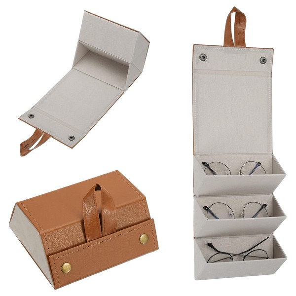 PATIKIL Travel Sunglasses Organizer, 3 Slot Large Foldable Sunglasses Holder,