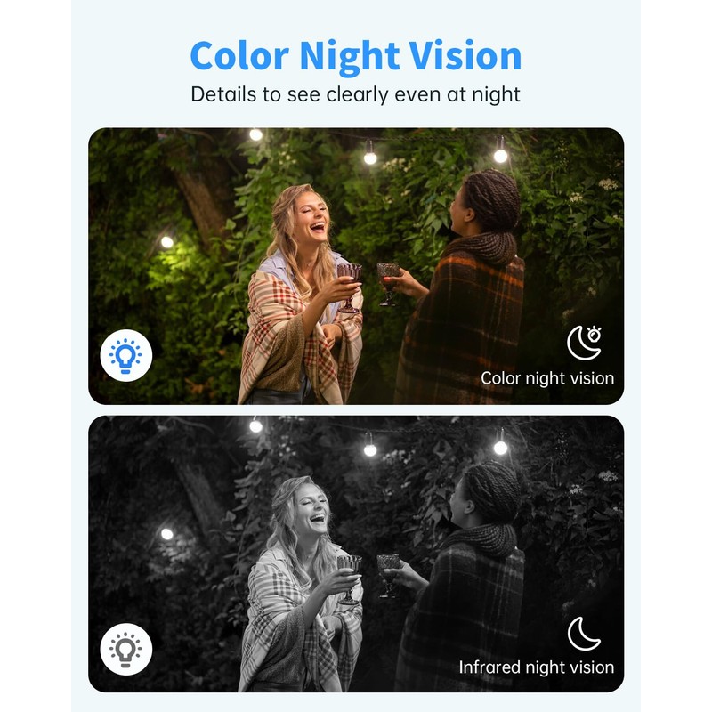 Security Cameras Wireless Outdoor, Solar Battery Powered 2k Color Night