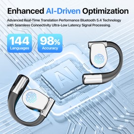 AI OWS Language Translator Earbuds, Real-Time 3-in-1 Translation Earbuds 144 Languages & Accents, Translation Device for Travel Business Learning,Black