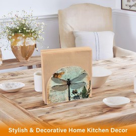 Fustylead Vintage Dragonfly and Butterflies Retro Napkin Holder for Table Acrylic Cocktail Napkin Holders Small Decorative Napkin Dispenser for Home Party Dining Kitchen Accessories