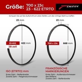 Fincci 23-622 Road Bike Tyres 700 x 23c - Pair of Puncture Protection 28 Inches with 1 mm Puncture Protection 60 TPI, Bicycle Sheath 28 Inch for Carrera, City Driving, Touring Bike Race, E Bike - 2