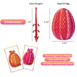 Cucue 3D Printed Dragon Egg - 3D Fidget Dragon Toy with Surprise Energy Stone Inside - Articulated Dragon - Flexible Joint Parts - Unique Figurines, Desk Decorations, Stocking Stuffers, Gifts for Kids