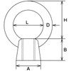 Eye nut (mm screw) IN-16M A-346 D: 0.5 inches (13