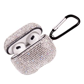 Sparkly Case Compatible with AirPods 3rd Generation with Keychain,Shockproof Protective Premium Bling Rhinestone Cover Skin for AirPods 3 Charging Case (white AB)