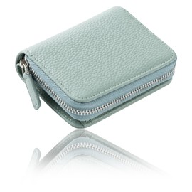 OTSUTOTSU Mini Wallet, Women's, Genuine Leather, Bi-Fold Wallet, Large Capacity, Skimming Prevention, Compact, green (mint green)