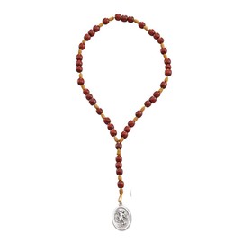 Catholica Shop Catholic Religious Wear I Catholic Religious St Michael Medal Chaplet Rosary for Prayer with Cherry Wood Beads I Beaded Rosary 9 Inches
