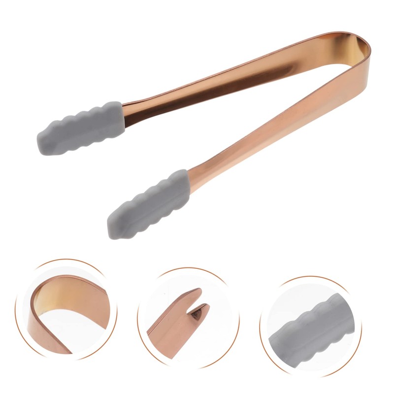 Mobestech 4pcs Ice Cube Tongs Stainless Steel Food Tongs Non-Slip