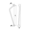 NANKAI MSTL225RR-50 General Purpose Muffler Stay, φ16, RR Type, Silver