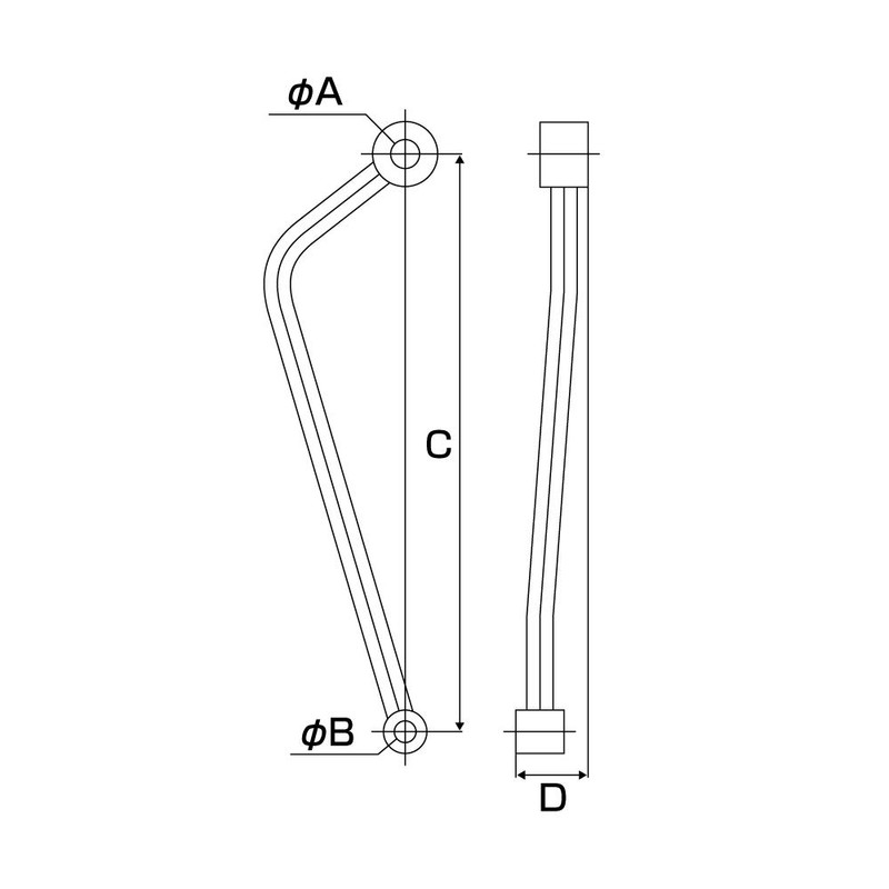 NANKAI MSTL225RR-50 General Purpose Muffler Stay, φ16, RR Type, Silver