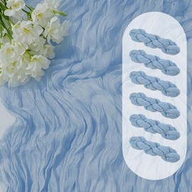 Teiniuby 6 Pack 13FT Dusty Blue Cheesecloth Table Runners 35x160 Inch Boho Gauze Table Runner Rustic Cheese Cloth Long Romantic Table Runners for Wedding Bridal Shower Birthday Party Table Decor