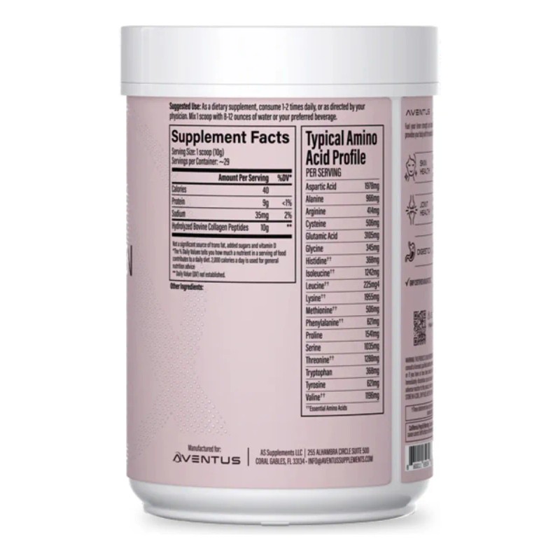 Aventus Peptidos de Colageno en polvo sin sabor 290 g
