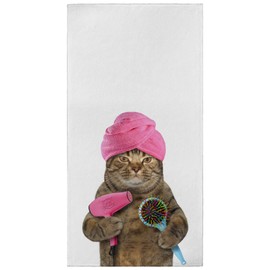 ALALAL Funny Bathing Cat Hand Towels Print Bath Towel Absorbent Soft Fingertip Towels Multipurpose Towels for Yoga Gym Spa Hotel Bathroom 27.5x15.7 inch