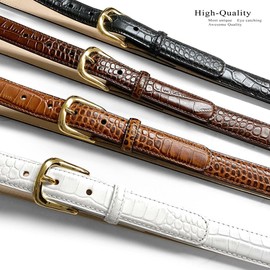 A274 Gold Buckle Italian Calfskin Genuine Full Leather Dress Belt 1"(25mm) Wide (Gold Alligator White, 34)