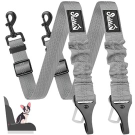 Eyein Pack of 2 Dog Seat Belt for Car, Adjustable Dog Belt for Car with Elastic Shock Absorption, 3-in-1 Reflective Dog Seat Belt for All Dog Breeds and Car Types, 70 cm (Grey)