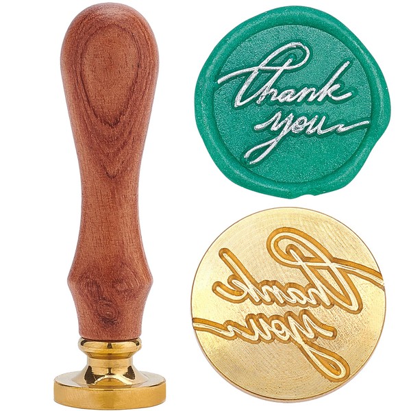 CRASPIRE Wax Seal Stamp, Vintage Wax Sealing Stamp Thank You Retro Wood Stamp Removable Brass Head 25mm Invitation Decoration Bottle Decoration Gift Packing for Wedding Envelope