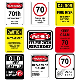 WERNNSAI 70th Birthday Decorations - 9 PCS 70 Years Fun Birthday Signs 70th Birthday Party Banner Door Wall Windows Decor 70 Birthday Gift Picture Props for Men Women 70th Birthday Supplies