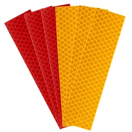 HARFINGTON 6 Rolls Reflective Tape 1.18" x 4.72" High Visibility Reflective Adhesive Stickers Outdoor Waterproof for Trailer Trucks Bike Car Motorcycle Helmet Mailbox, Yellow Red