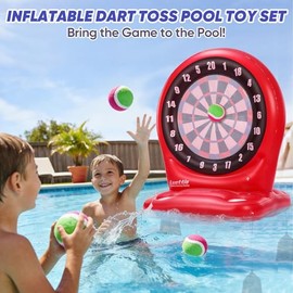 Inflatable Dart Toss Pool Toy Set, Giant Pool Game for Kids Ages 8–12, Teens & Adults, Floating Dart Board Water Toy with 4 Balls, Fun Summer Pool Party, Indoor/Outdoor Play