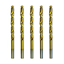 Pack of 5 HSS TiN Metal Twist Drill Bits DIN 338 10.5 mm Ground (Titanium Nitrided, for Metal and Stainless Steel, Professional Quality, Long Life)