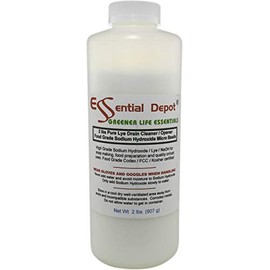 Essential Depot 2 lbs Food Grade Sodium Hydroxide Lye Evenly-Sized Micro Pels (Beads or Particles) - 1 x 2lb Bottle - Lye Drain Cleaner (U.S, Alaska, Hawaii, Puerto Rico, Territories, APO/FPO)