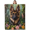 Kibue Cute German Shepherd Dog & Flowers Blanket - Soft