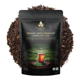 Komar Organics Irish Breakfast Tea – 16Oz USDA Organic Black Loose Leaf Tea – Certified Kosher Ceylon and Assam Black Tea Loose Leaf Rich in Antioxidants – Energy Boosting Organic Black Tea for Morning, Afternoon