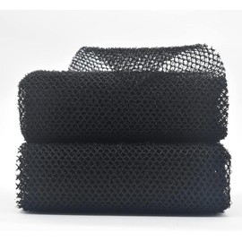 2 Piece Exfoliating African Body Scrubbers - Wash Net Sponges for Shower and Bath Accessories - Color: Black