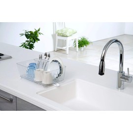 Tombow Cutlery Pocket for Drainer Tray, Made in Japan, Width 6.1 x Depth 2.6 x Height 3.7 inches (15.5 x 6.5 x 9.5 cm), Clear Sink