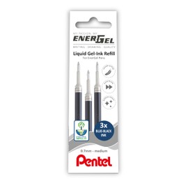 Pentel EnerGel 0.7mm Refill Wallet of 3 - Blue Black