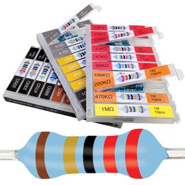 EEEEE 1W 30 Values 300pcs Individual Compartment 1 Ohm-1M Ohm with 1% Metal Film Resistor Assortment Kit and Electrical Industrial Assorted Set K Ohm Pack for Led Lights