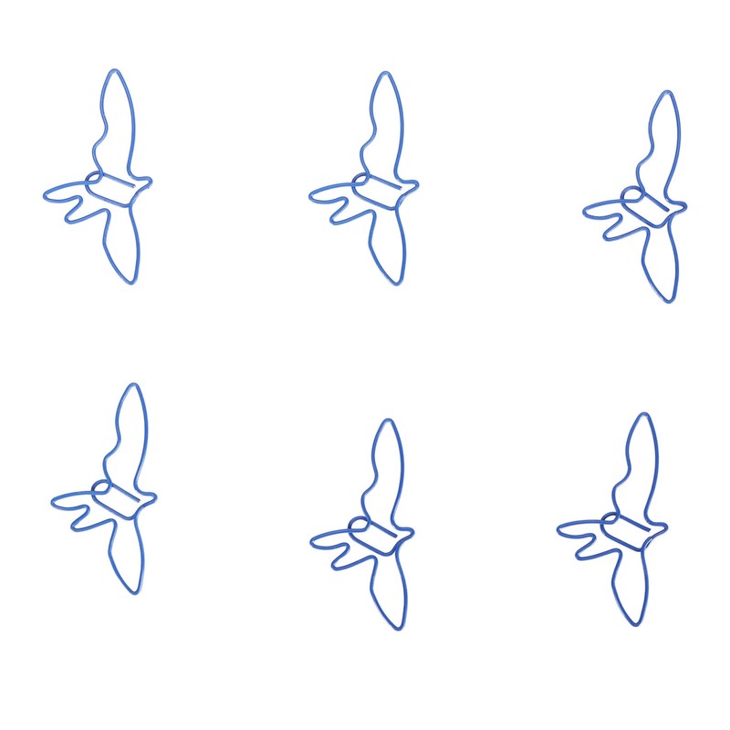100pcs Blue Birds Paper Clips Creatively Cute Plated Metal Bookmark