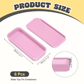 uxcell 6Pcs Slide Top Tin Containers, Mini Metal Empty Tins Box with Sliding Lids, 3.1"x1.3"x0.4" Rectangular Storage Organizers for Lip Balm, Solid Perfume, Small Items, Pink