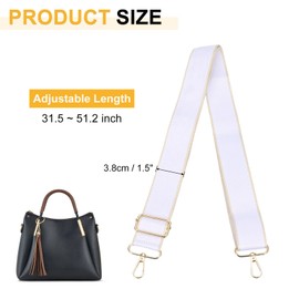PATIKIL 55in Purse Straps Replacement Crossbody, Bag Straps Crossbody Universal Adjustable Canvas for Purses Handbags Guitar, White