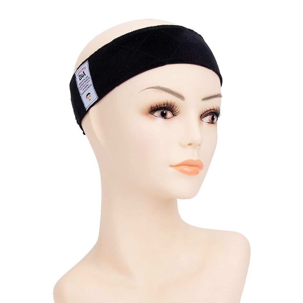 GEX Beauty Flexible Velvet Wig Grip Wig Band Scarf Head Hair Band Adjustable Fastern(Deep Black)