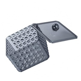 Generic Diamond Pattern Acrylic Cotton Pad Organizer Elegant Swab Storage Box with Lid for Makeup Bathroom Clean Design to Keep Cotton Pads Neat and Tidy Stylish Square Container for