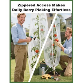 Mellbree 4 PCS Blueberry Bush Netting Cover, 3.3X2.7FT Zippered Bird Netting for Blueberry Bushes Mesh Plant Covers for Garden to Protect Bush/Tomato/Strawberry from Bugs,Cicadas with Drawstring