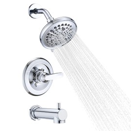 Tesorish Replacement Faucet Shower Trim Kit for Delta 1300/1400 & 13/14 Series, High Pressure 9-Setting Rain Shower Head with Tub Spout - Chrome (Valve/Cartridge Not Included)