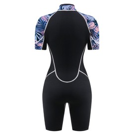 Shorty Wetsuit for Women 3mm - Neoprene Diving Suit Front Zip Scuba Dive Skin One Piece Wet Suits Quick Dry Full Body Rash Guard for Diving Snorkeling Surfing Swimming
