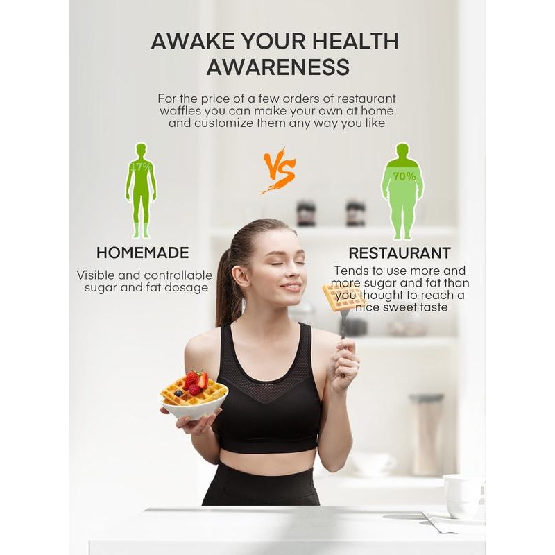 FOHERE 4-Slice Belgian Waffle Maker 1200W, Nonstick Plates, Browning Control,