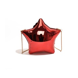 NELSBREXWomen's AcrylicStar Chain Y2k Crossbody Bag Metallic Design Evening Clutch Party Purse Handbag for Party Wedding Gift (red)