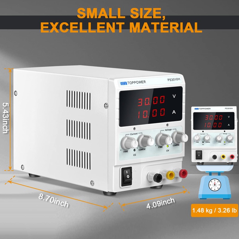 DC Power Supply Variable,0-30V 0-10A Adjustable Regulated Bench Lab Power